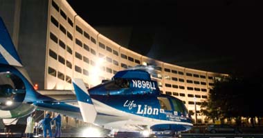 Life Lion Helicopter in front of Penn State Medical Center