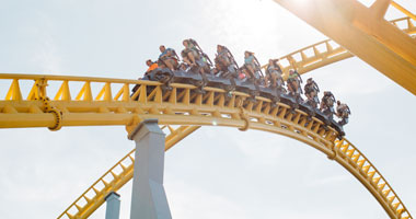 Hersheypark Skyrush roller coaster going through a turn