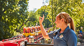 woman working Storm Runner at Hersheypark