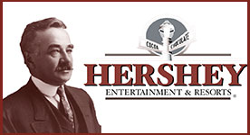 Hershey Entertainment and Resorts logo and portrait of Milton