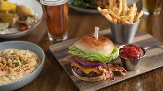 plated burger at Chocolatier