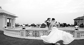 newlywed couple swirling at The Hotel Hershey