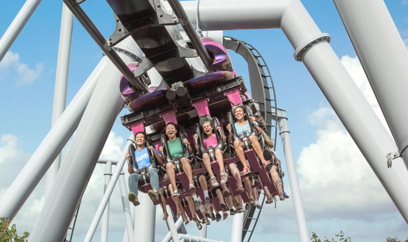 Family riding the Great Bear coaster