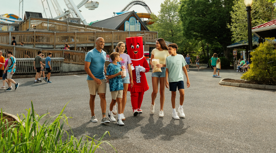 Family with Twizzler Mascot