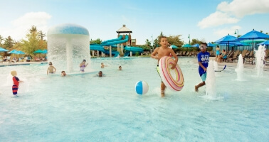 Kids in outdoor pool