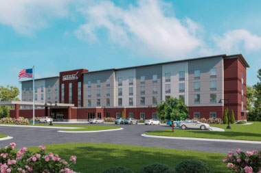 Exterior photo of the front of the Hershey Inn & Suites.