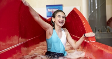 Child on water slide at Hershey's Water Works