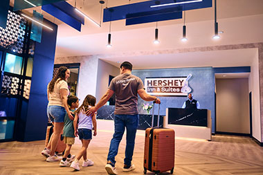 Lobby arrival at the Hershey Inn & Suites.