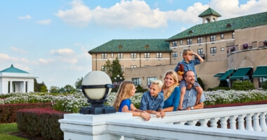 Family enjoying time together outside of The Hotel Hershey