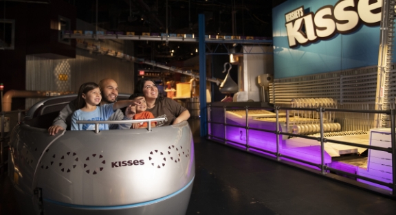 Family of four on the Chocolate World Tour Ride in Hershey, PA