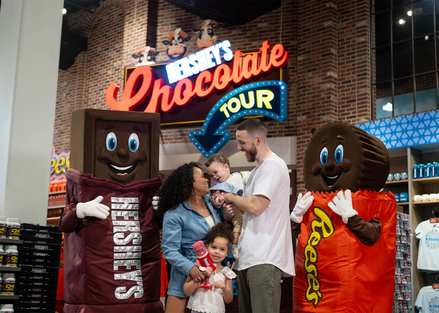 Family inside Hersheys Chocolate World
