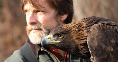 Jack Hubley holding a golden eagle