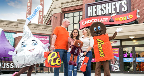 Family interacting at Hershey's Chocolate World