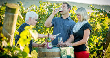 a couple tasting wine at a winery near Hershey, PA