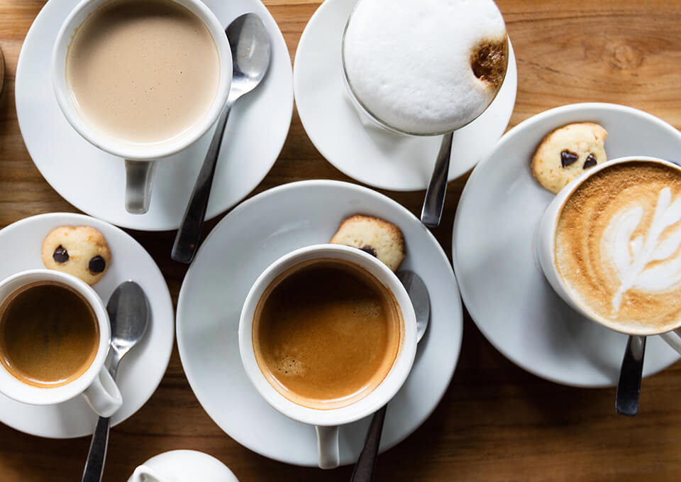 various coffee drinks